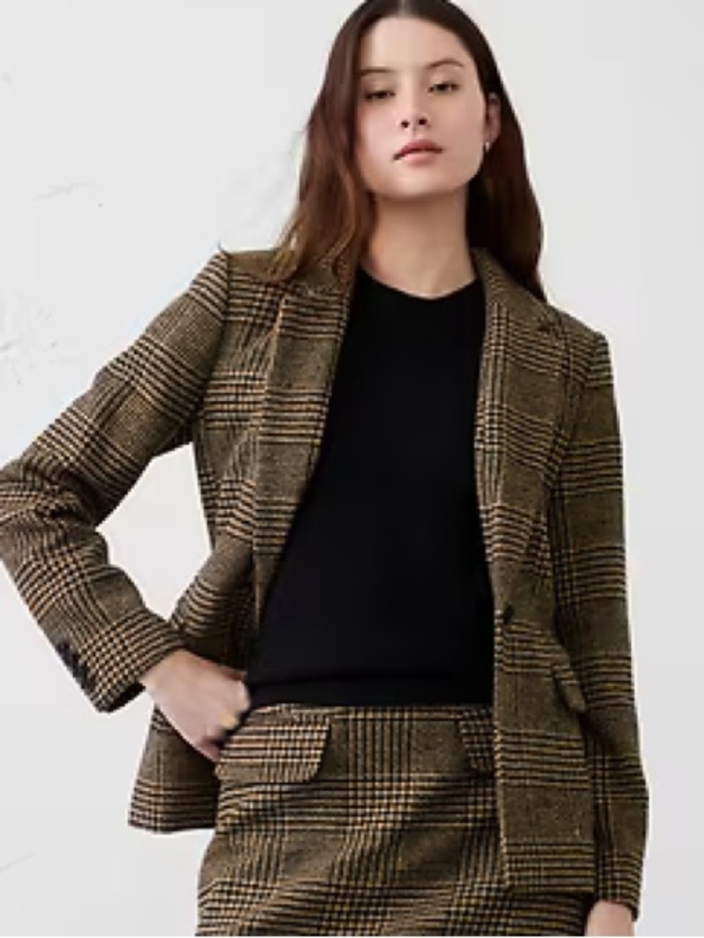 Banana Republic Women’s Plaid Houndstooth Blazer size 12 Brown & Tan